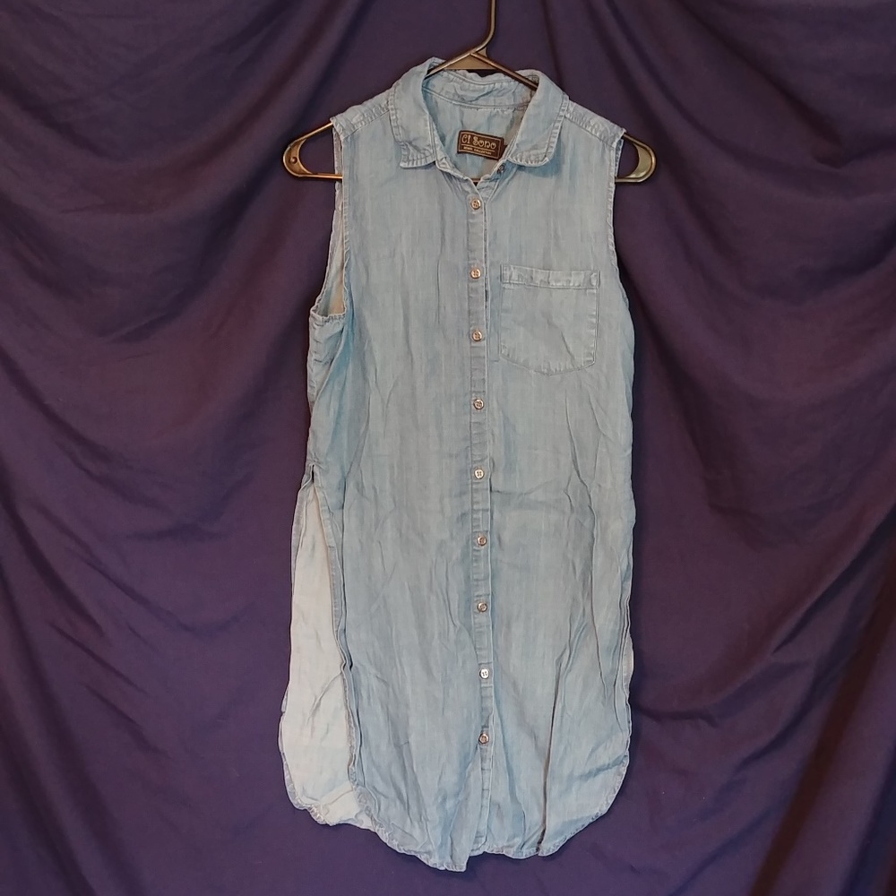 Ci Sono lightweight denim button down shirt
